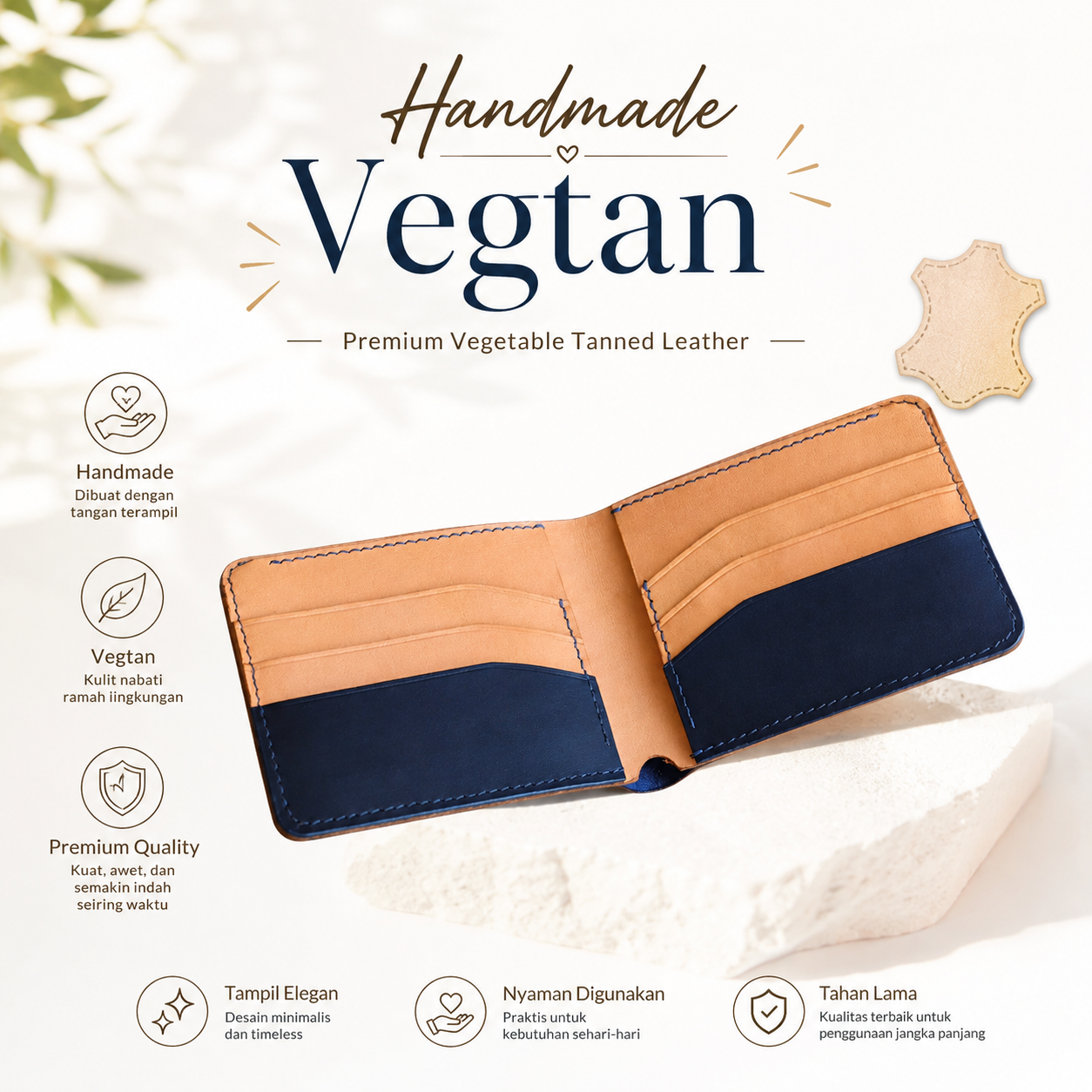 short wallet vegetable tanned  handmade