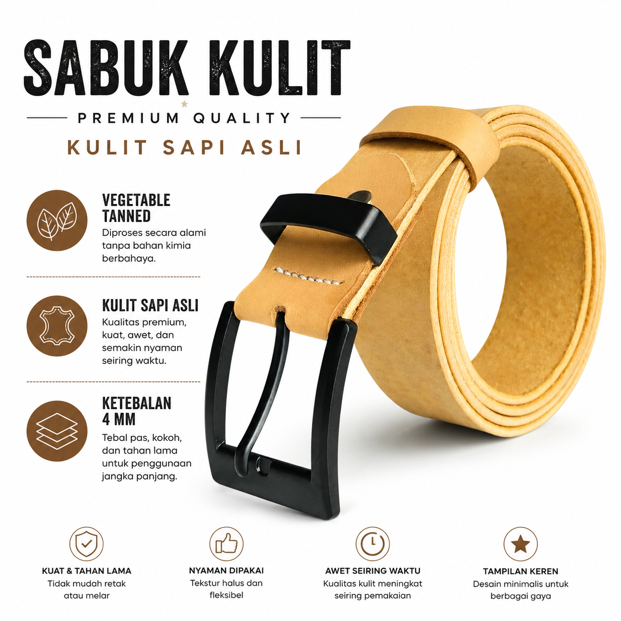 premium belt vegetable tanned