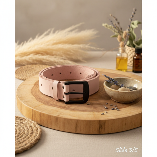 A belt made from leather with vegetable tanning processing, suitable for both men and women.